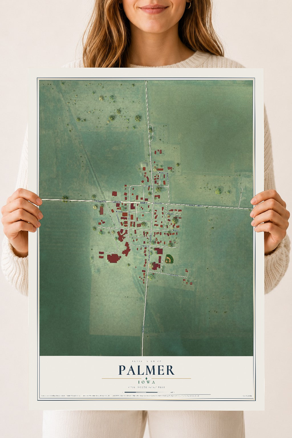 Map of Palmer, Iowa, 18 x 24 inch unframed archival matte print