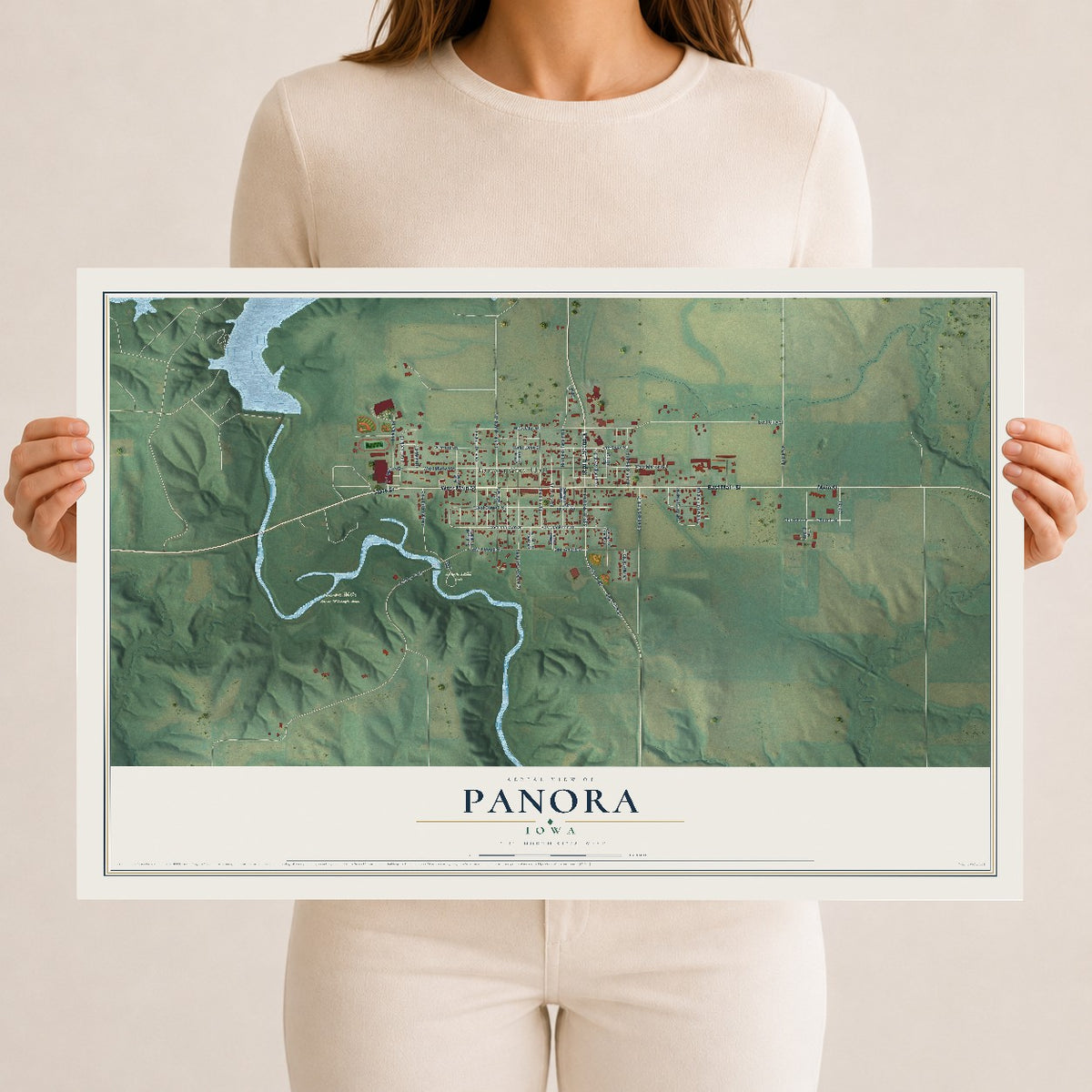 Map of Panora, Iowa, 12 x 18 inch unframed archival matte print