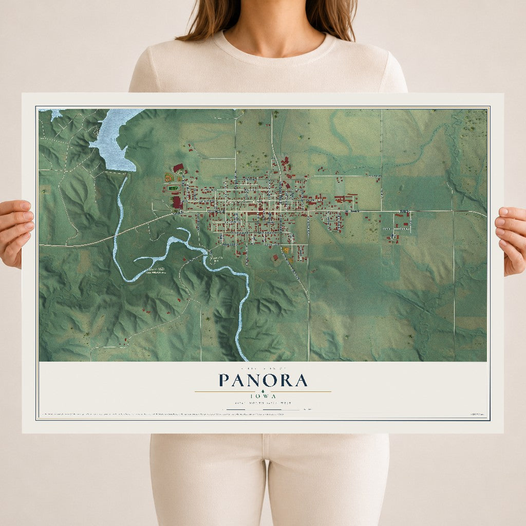 Map of Panora, Iowa, 18 x 24 inch unframed archival matte print
