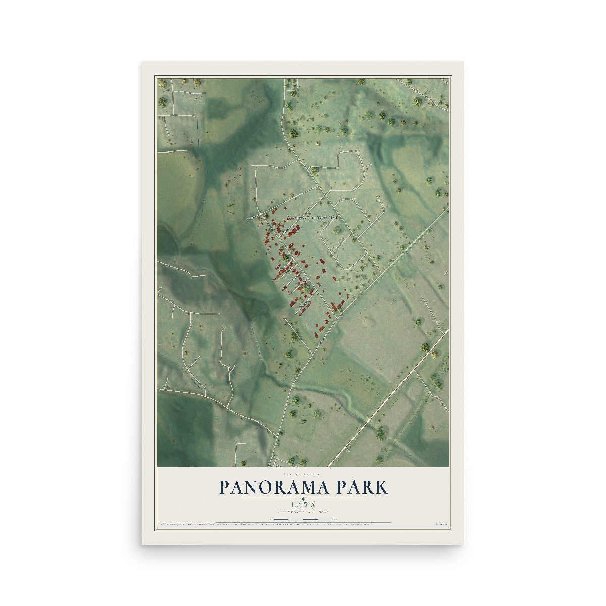 Map of Panorama Park, Iowa, 12 x 18 inch unframed archival matte print