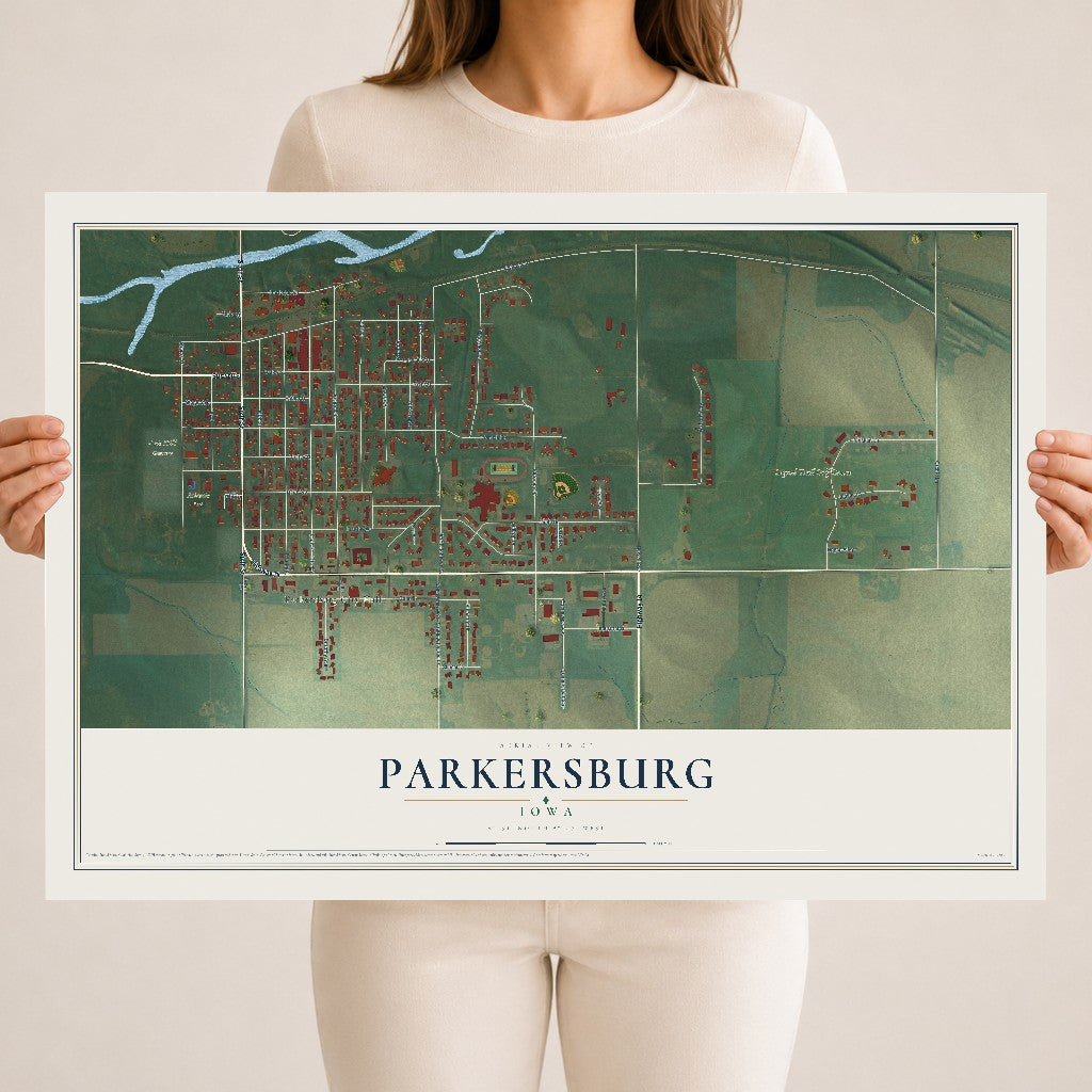 Map of Parkersburg, Iowa, 18 x 24 inch unframed archival matte print