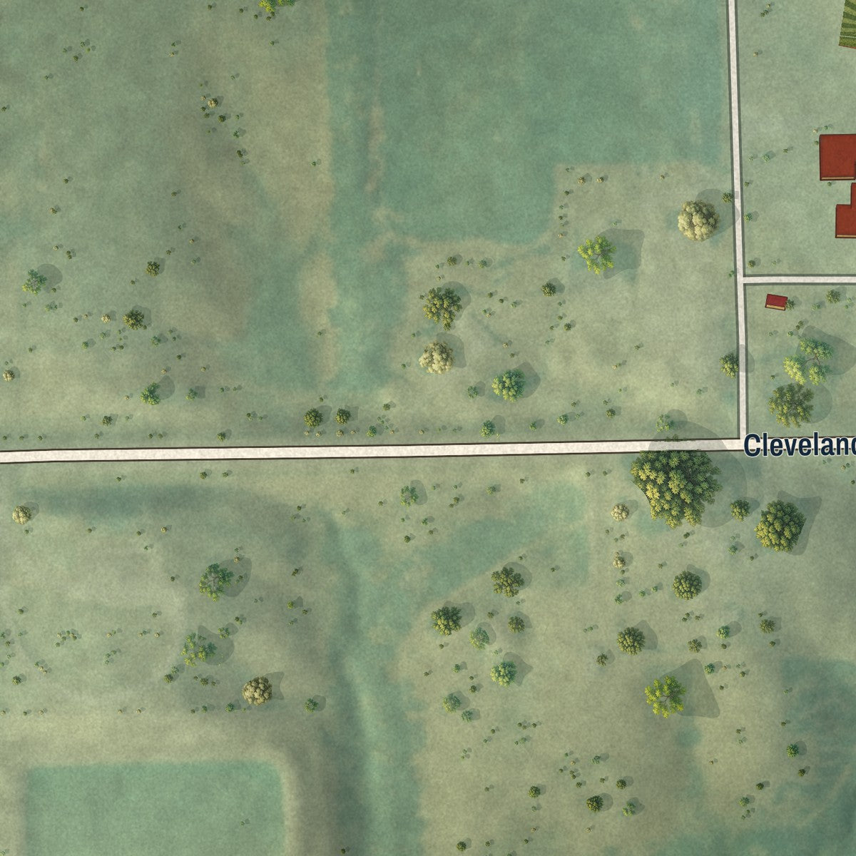 Second close-up of the map of Parnell, Iowa print showing more streets and buildings