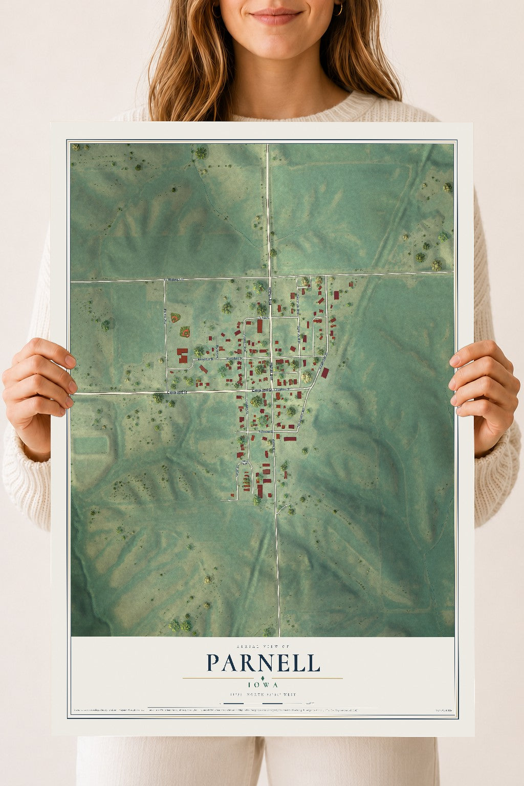 Map of Parnell, Iowa, 18 x 24 inch unframed archival matte print