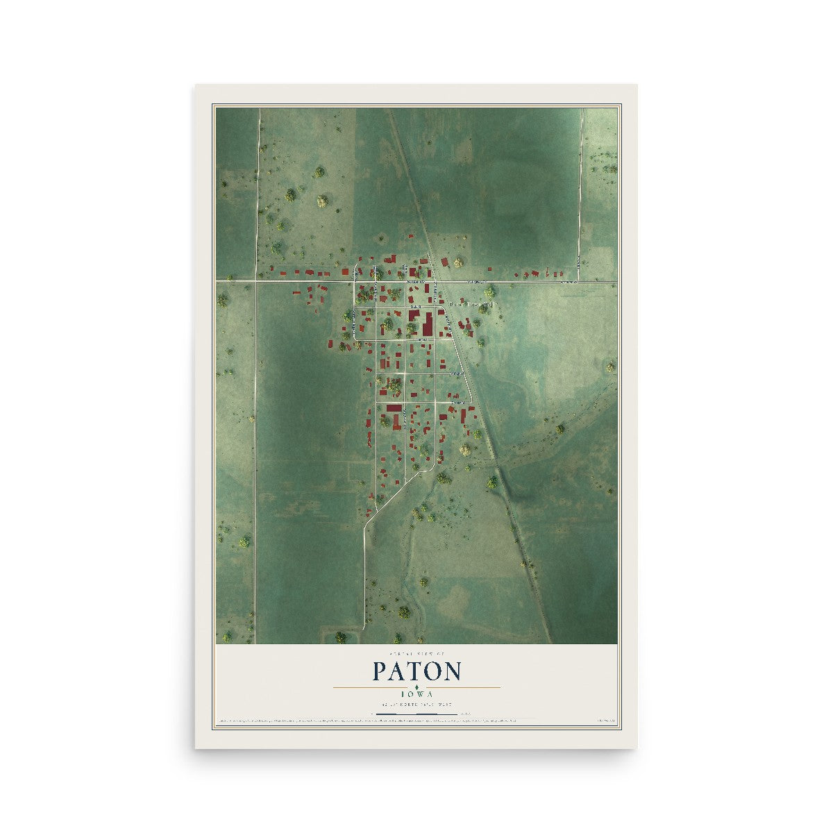 Map of Paton, Iowa, 12 x 18 inch unframed archival matte print