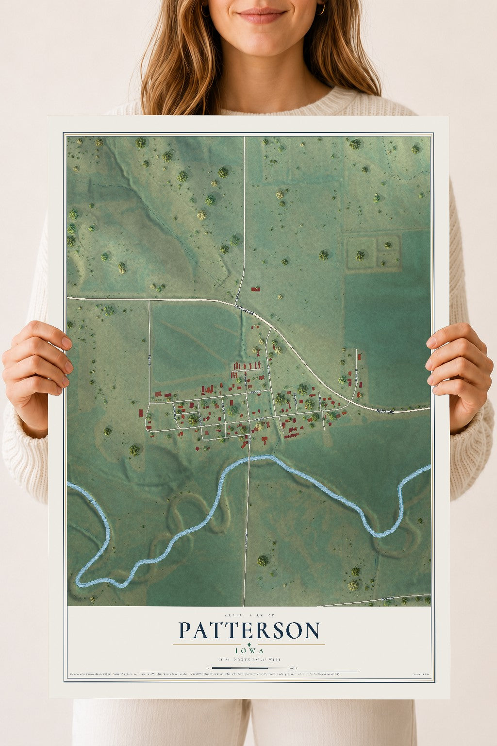 Map of Patterson, Iowa, 18 x 24 inch unframed archival matte print