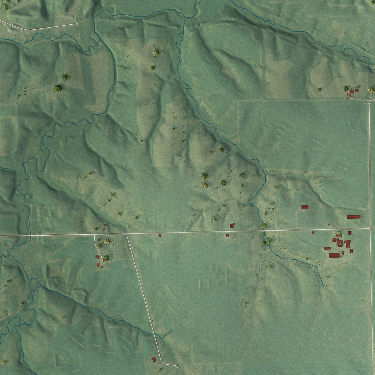 Close-up of the map of Pekin, Iowa print showing street and building detail