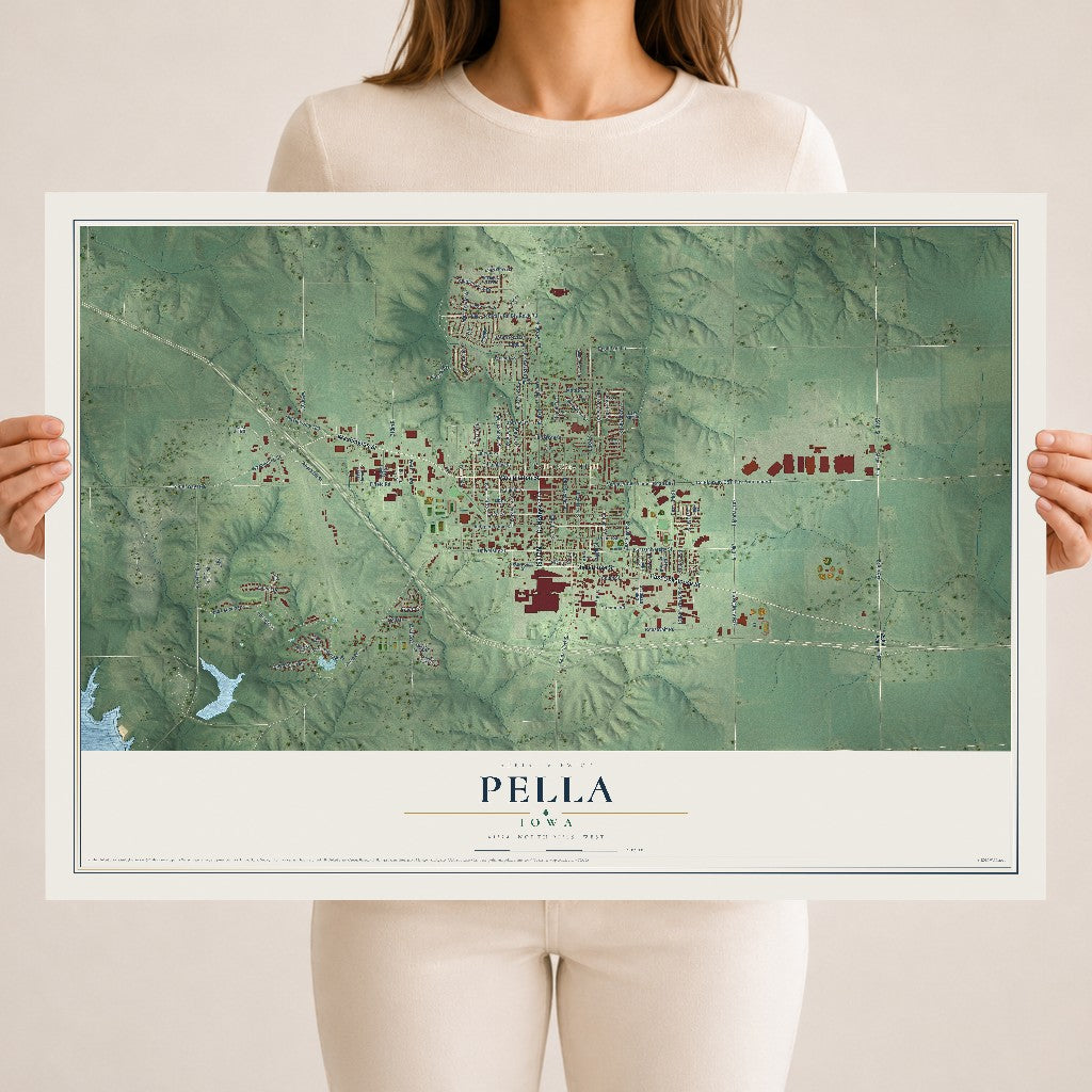 Map of Pella, Iowa, 18 x 24 inch unframed archival matte print