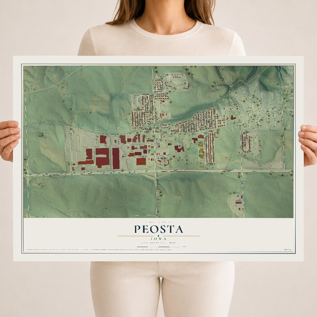 Map of Peosta, Iowa, 18 x 24 inch unframed archival matte print