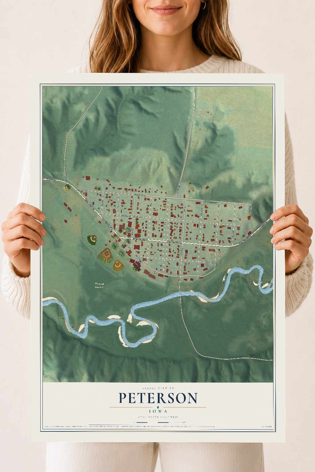 Map of Peterson, Iowa, 18 x 24 inch unframed archival matte print