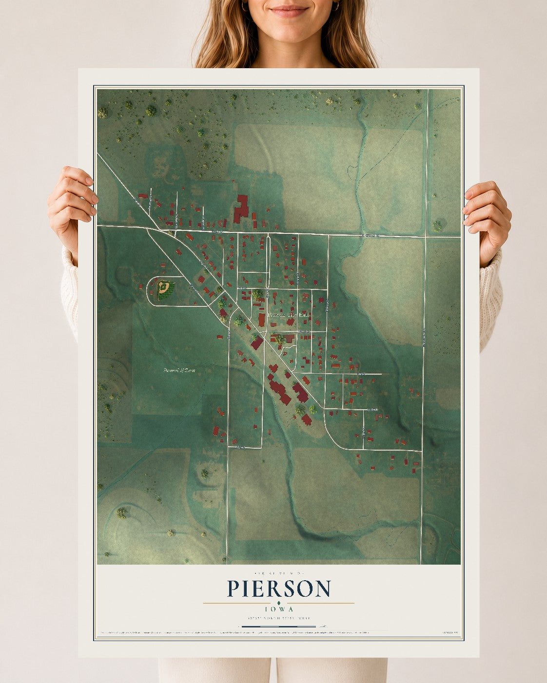 Map of Pierson, Iowa, 24 x 36 inch unframed archival matte print
