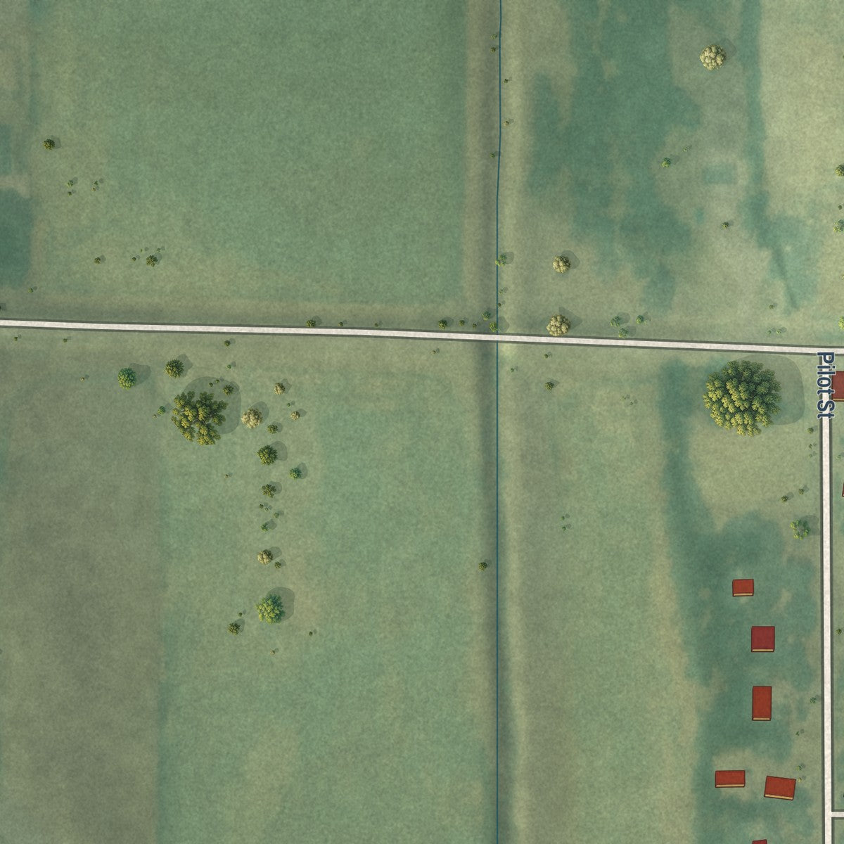 Second close-up of the map of Pilot Mound, Iowa print showing more streets and buildings