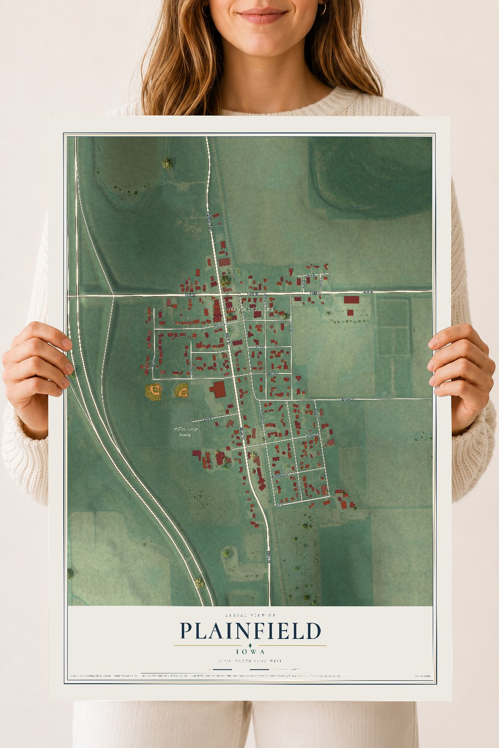 Map of Plainfield, Iowa, 18 x 24 inch unframed archival matte print
