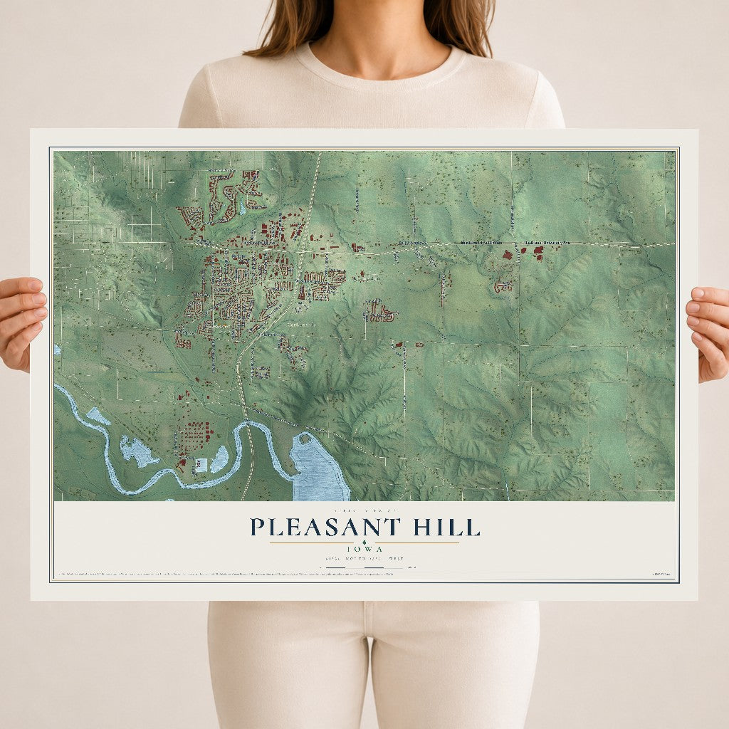 Map of Pleasant Hill, Iowa, 18 x 24 inch unframed archival matte print