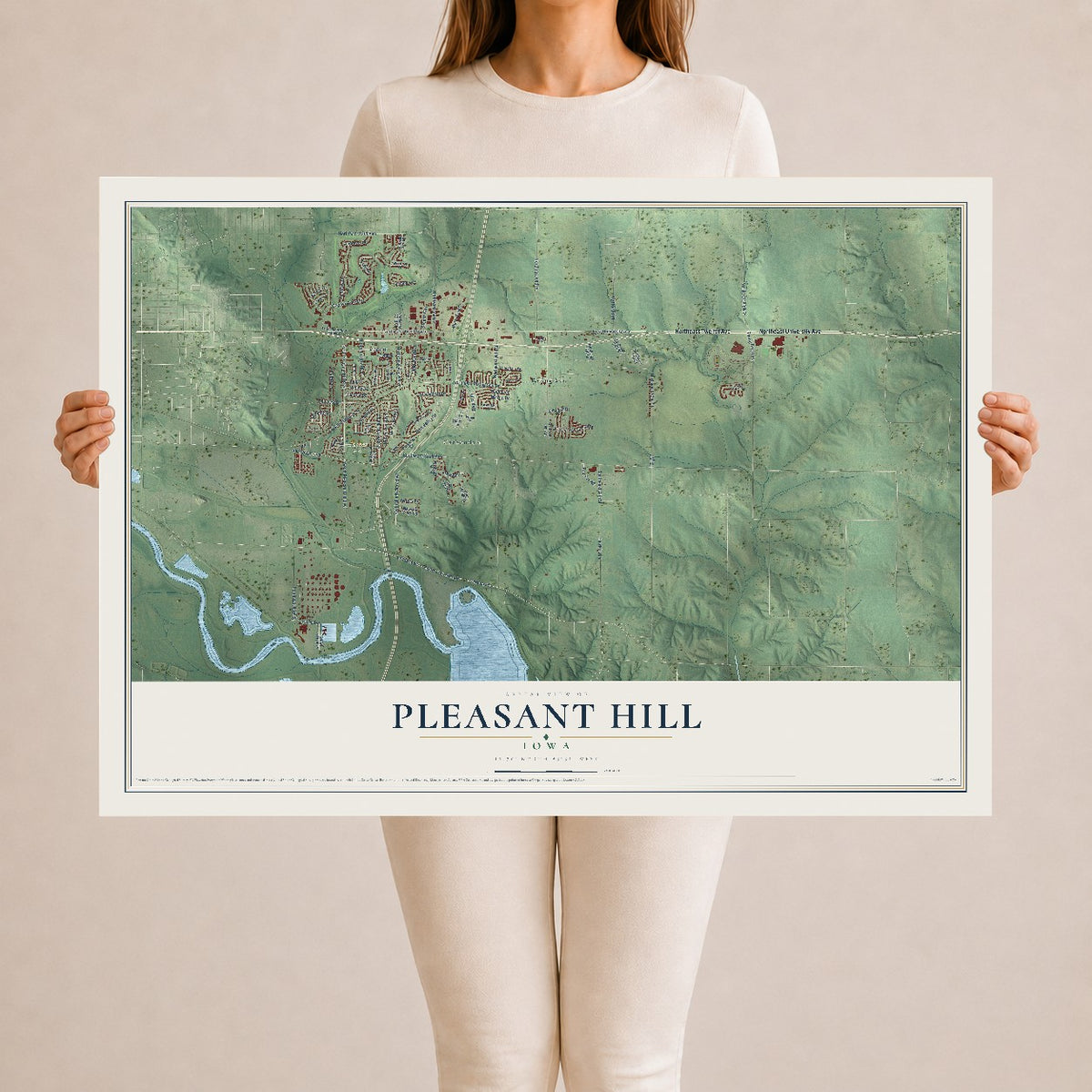 Map of Pleasant Hill, Iowa, 24 x 36 inch unframed archival matte print