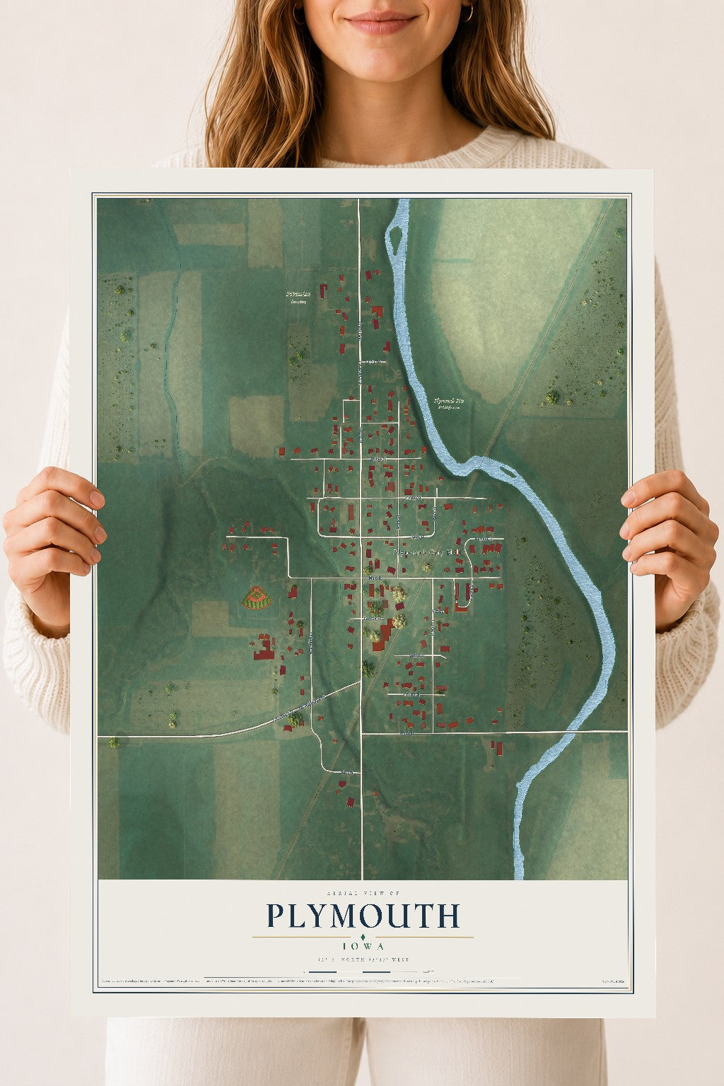 Map of Plymouth, Iowa, 18 x 24 inch unframed archival matte print