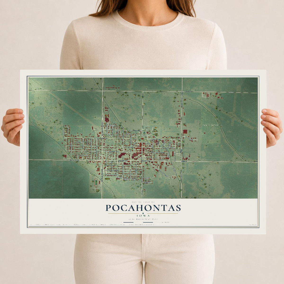 Map of Pocahontas, Iowa, 12 x 18 inch unframed archival matte print