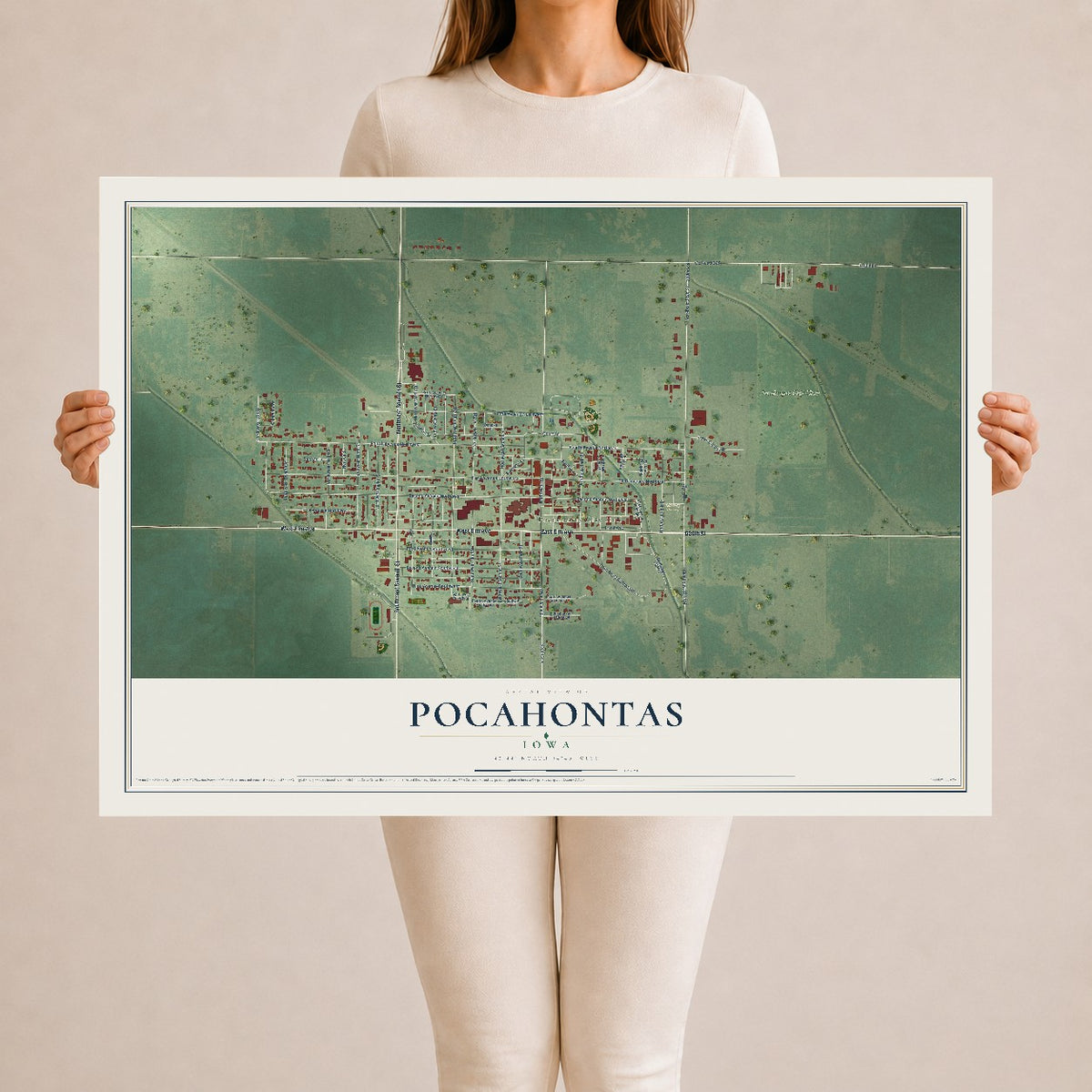 Map of Pocahontas, Iowa, 24 x 36 inch unframed archival matte print