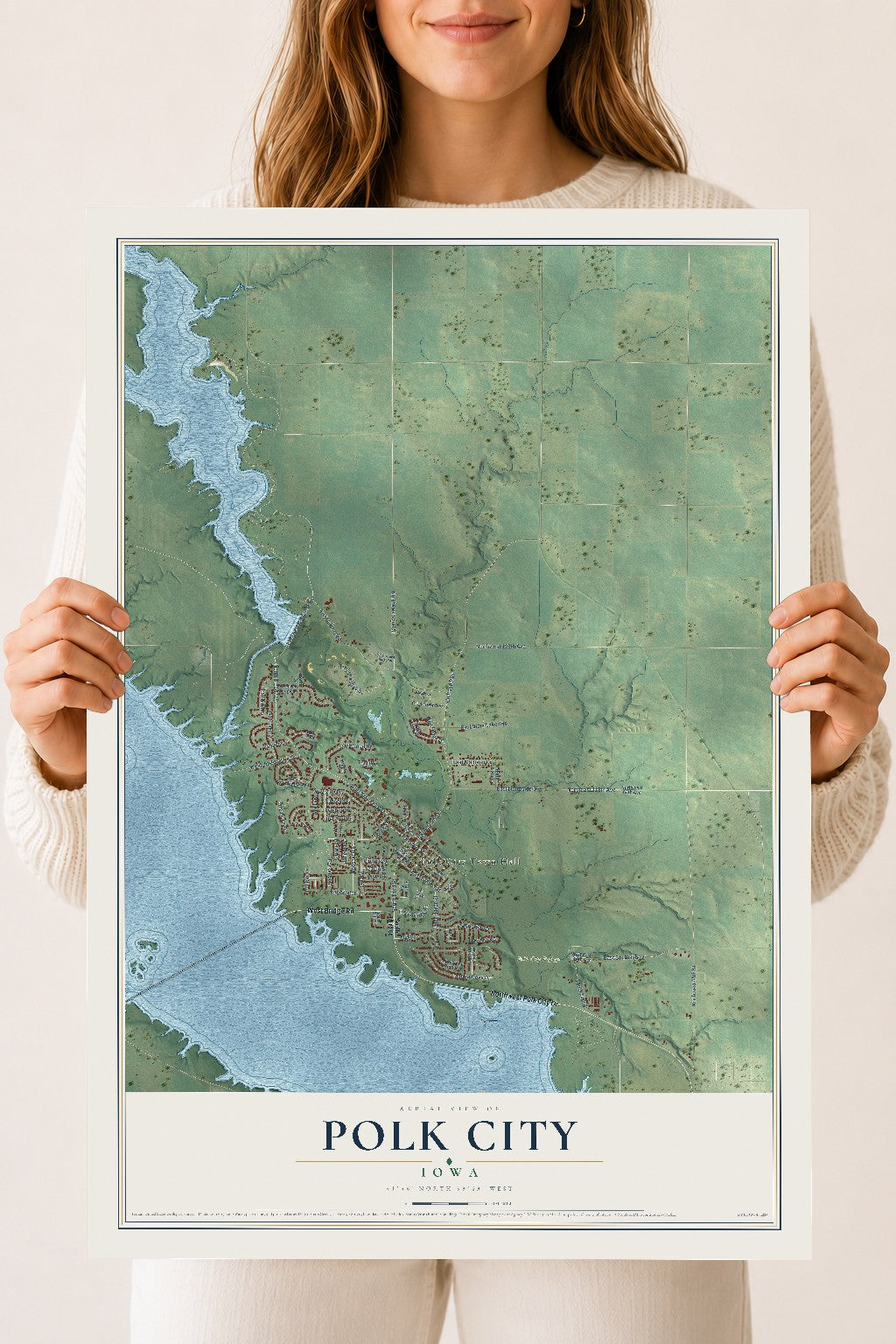 Map of Polk City, Iowa, 18 x 24 inch unframed archival matte print
