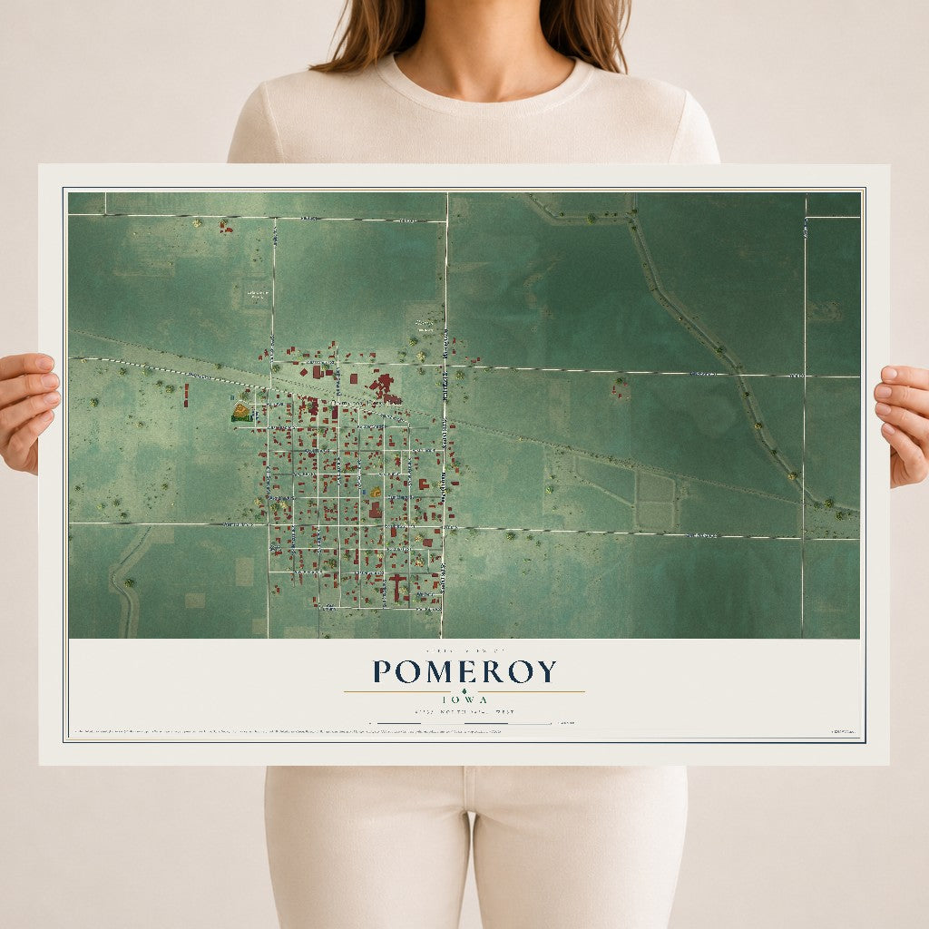Map of Pomeroy, Iowa, 18 x 24 inch unframed archival matte print