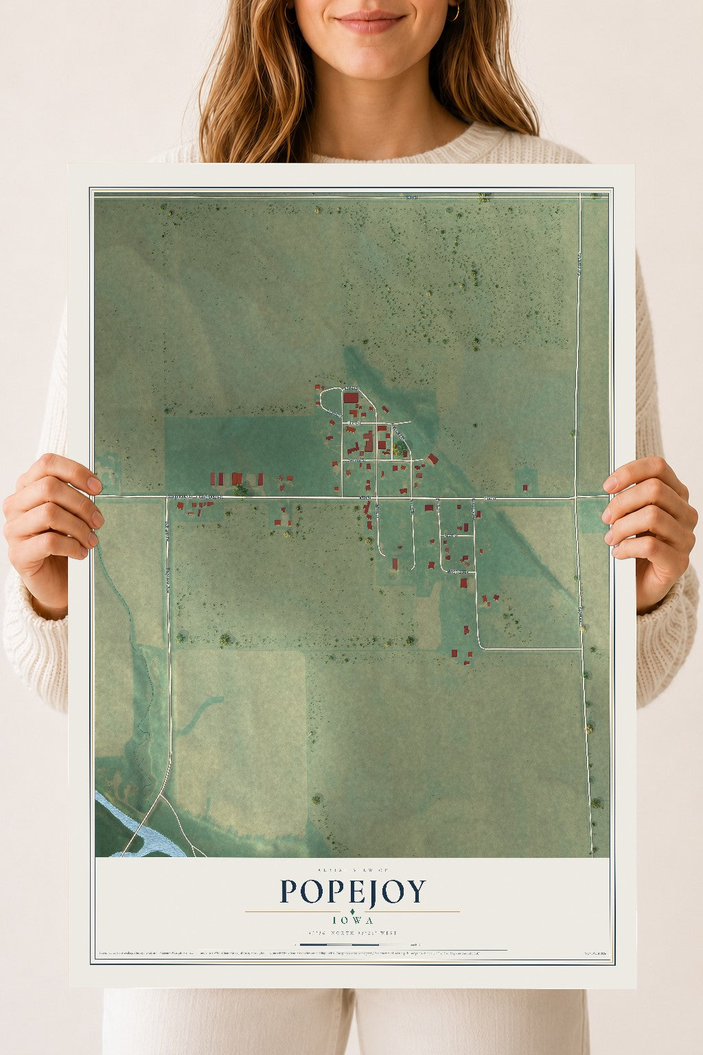 Map of Popejoy, Iowa, 18 x 24 inch unframed archival matte print