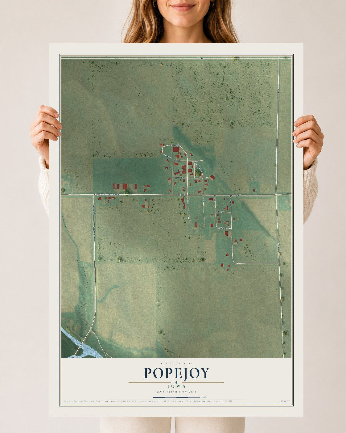 Map of Popejoy, Iowa, 24 x 36 inch unframed archival matte print