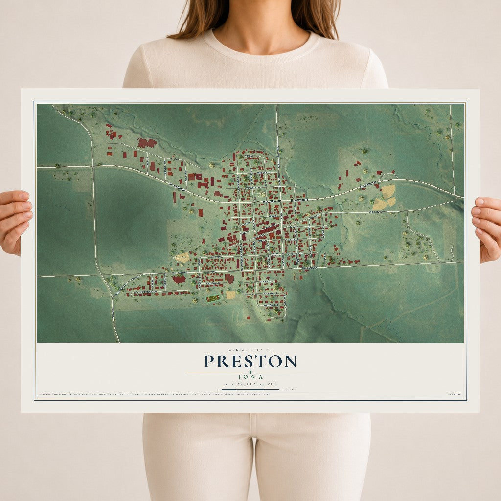 Map of Preston, Iowa, 18 x 24 inch unframed archival matte print