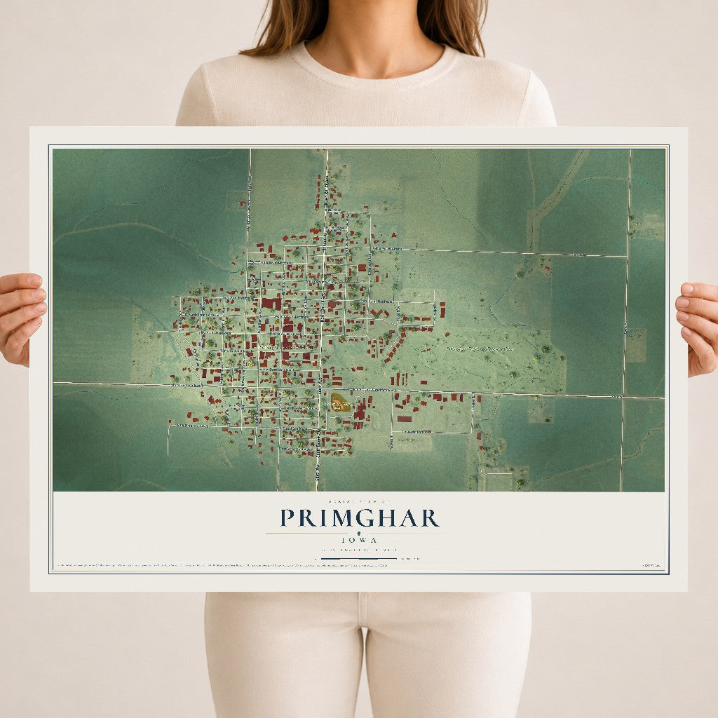 Map of Primghar, Iowa, 18 x 24 inch unframed archival matte print