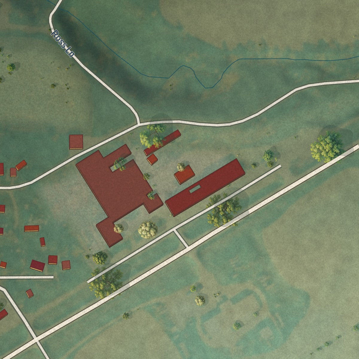 Second close-up of the map of Quimby, Iowa print showing more streets and buildings