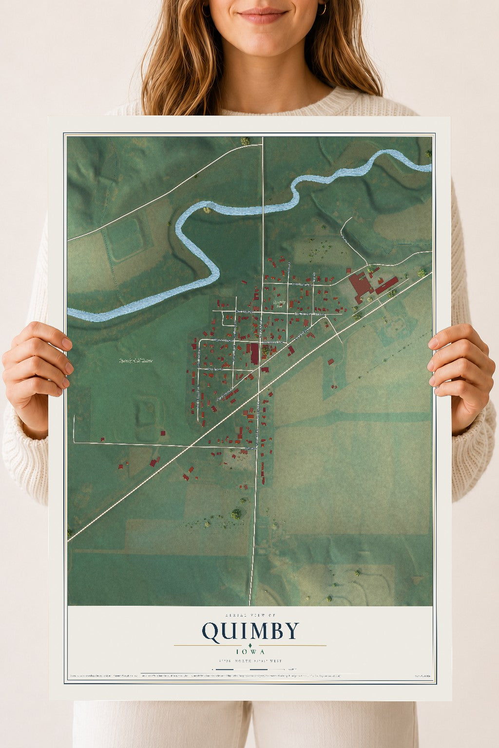 Map of Quimby, Iowa, 18 x 24 inch unframed archival matte print