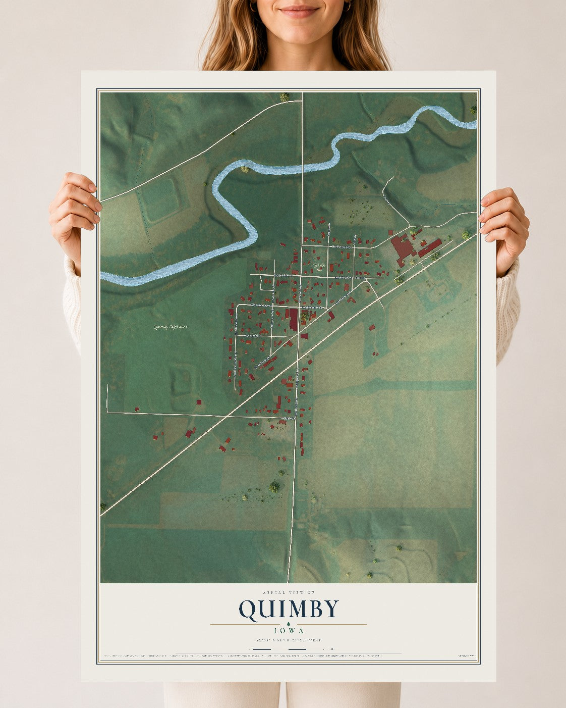 Map of Quimby, Iowa, 24 x 36 inch unframed archival matte print