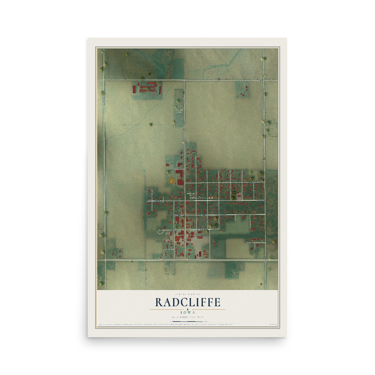 Map of Radcliffe, Iowa, 12 x 18 inch unframed archival matte print