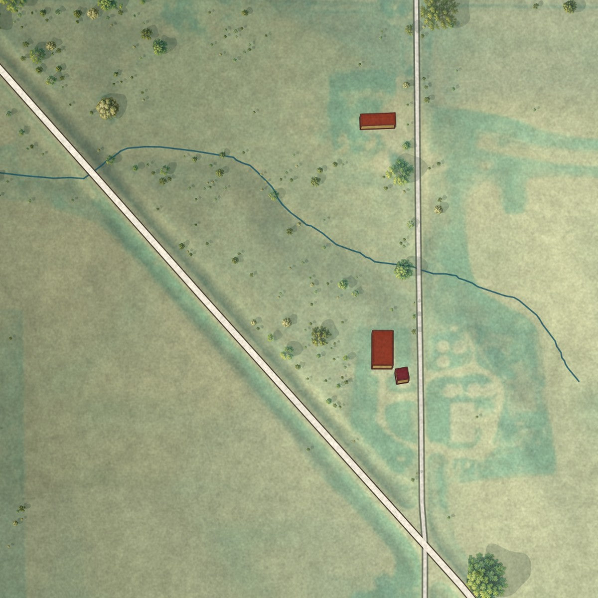 Close-up of the map of Ralston, Iowa print showing street and building detail