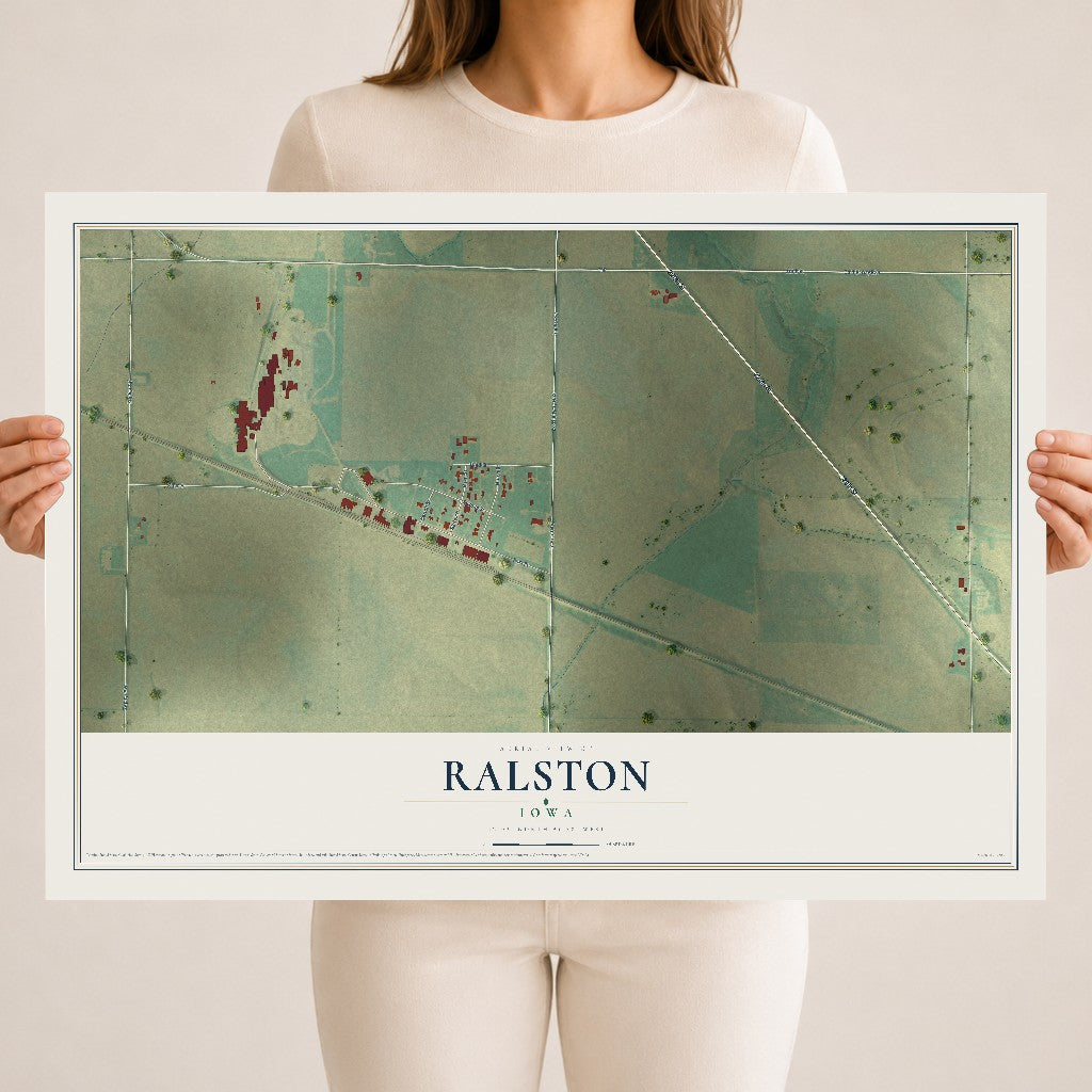 Map of Ralston, Iowa, 18 x 24 inch unframed archival matte print