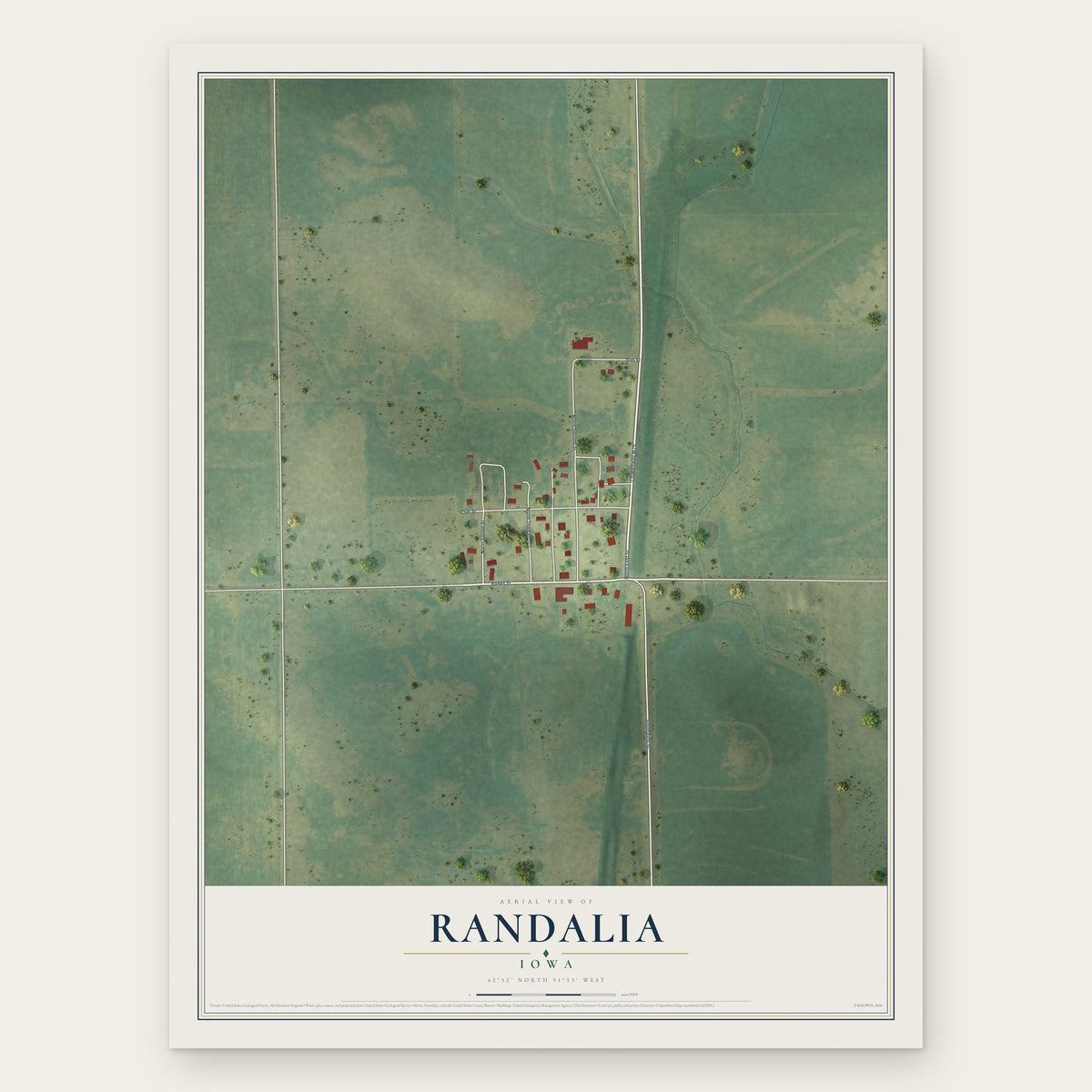 Randalia, Iowa map print, the full design