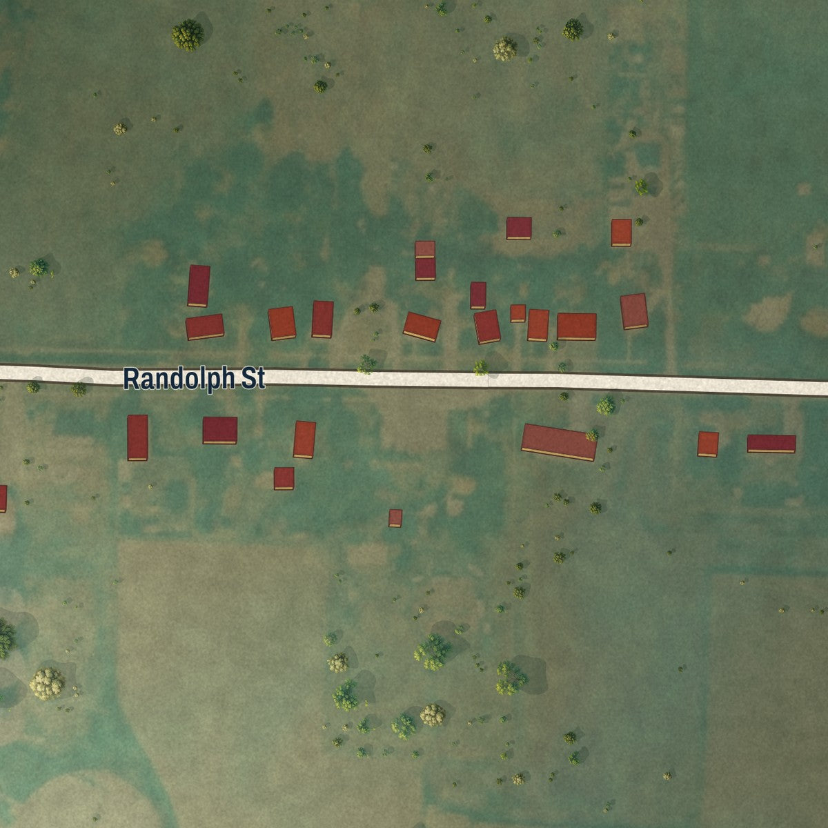 Second close-up of the map of Randolph, Iowa print showing more streets and buildings