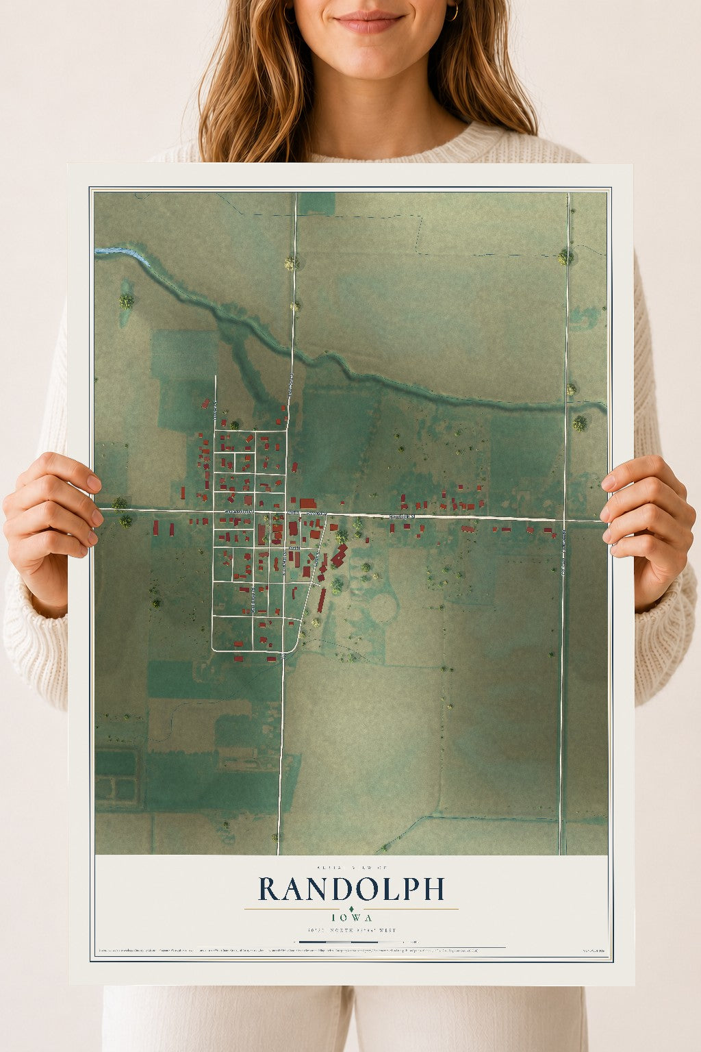 Map of Randolph, Iowa, 18 x 24 inch unframed archival matte print