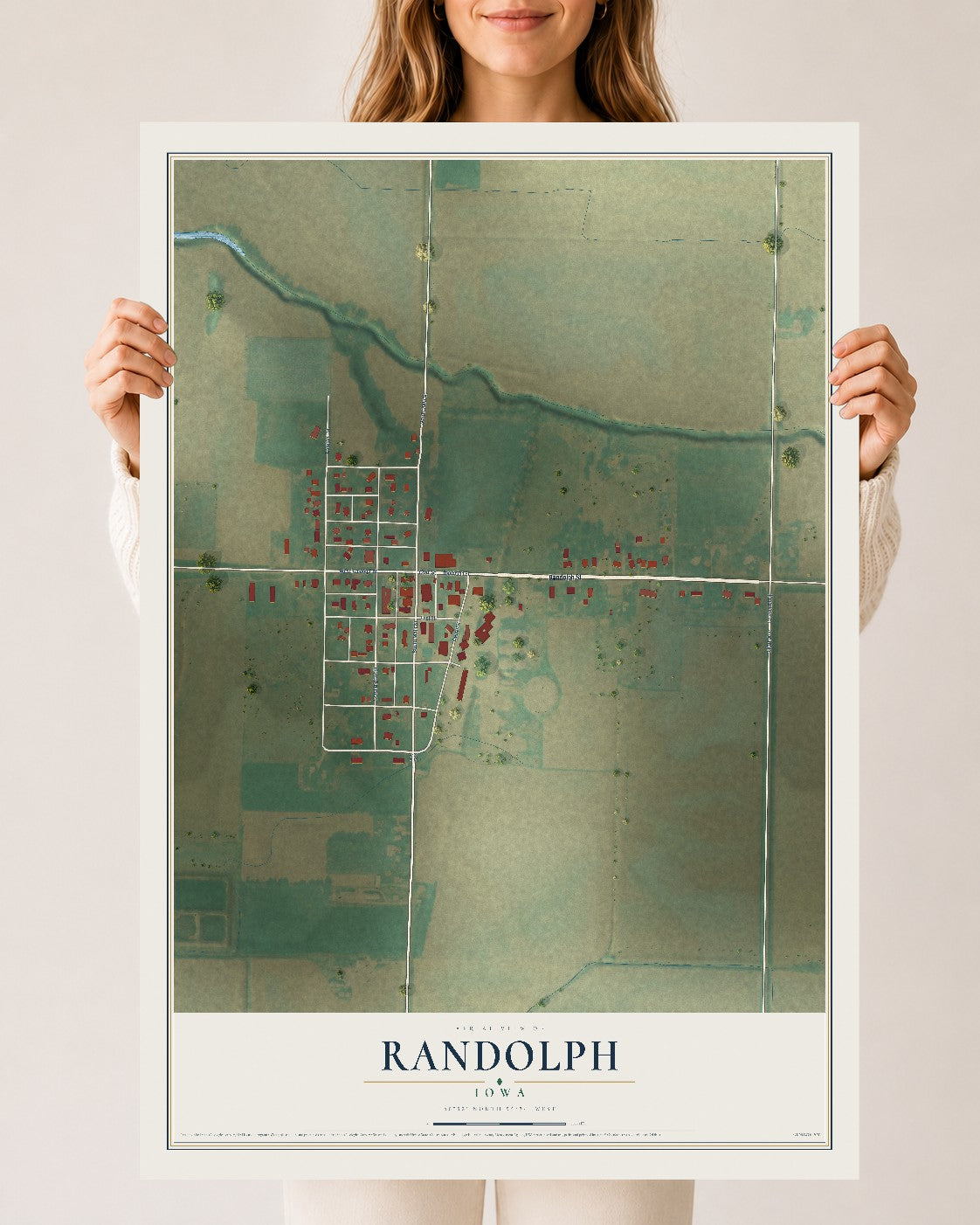 Map of Randolph, Iowa, 24 x 36 inch unframed archival matte print