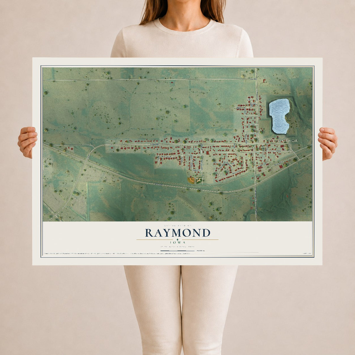 Map of Raymond, Iowa, 24 x 36 inch unframed archival matte print