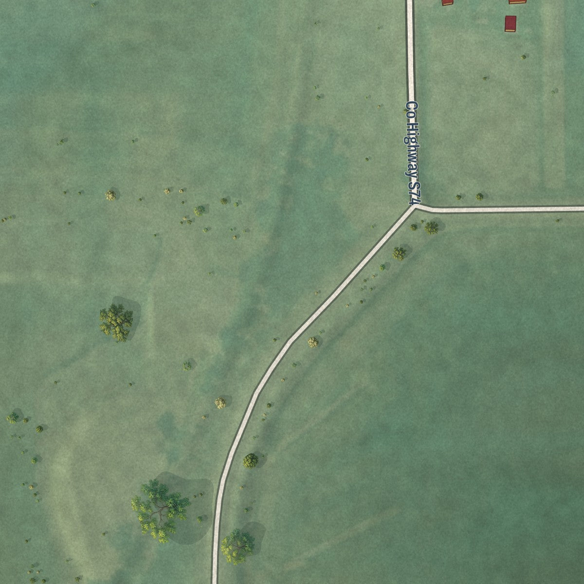 Second close-up of the map of Reasnor, Iowa print showing more streets and buildings