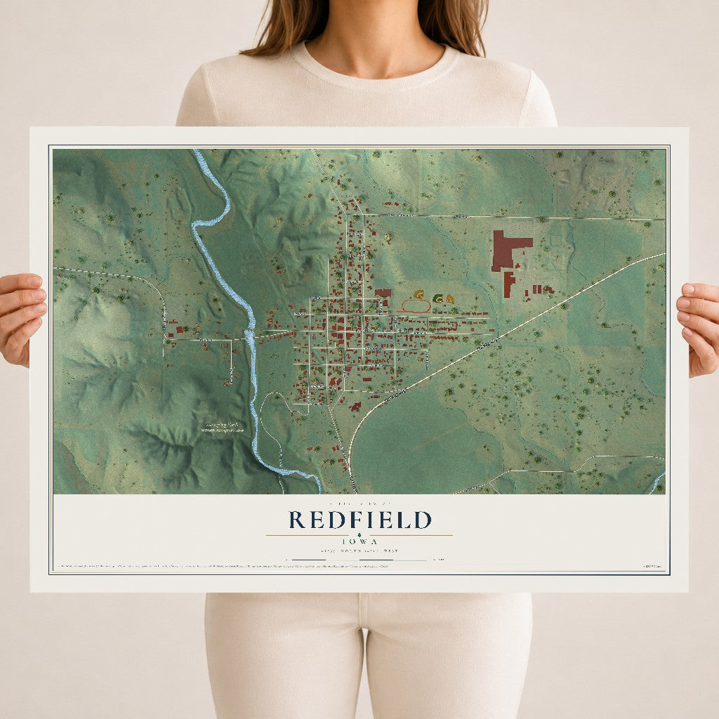 Map of Redfield, Iowa, 18 x 24 inch unframed archival matte print