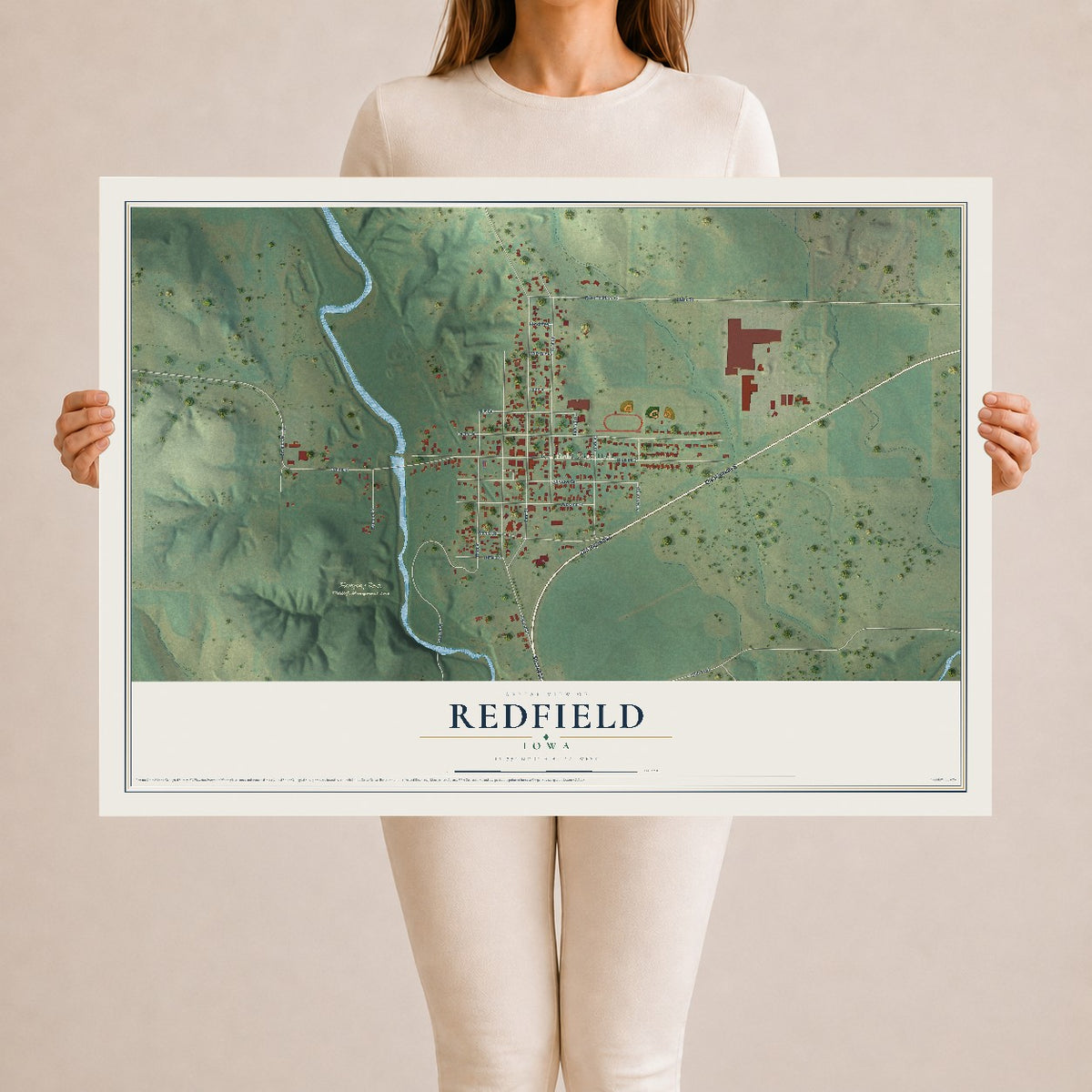 Map of Redfield, Iowa, 24 x 36 inch unframed archival matte print