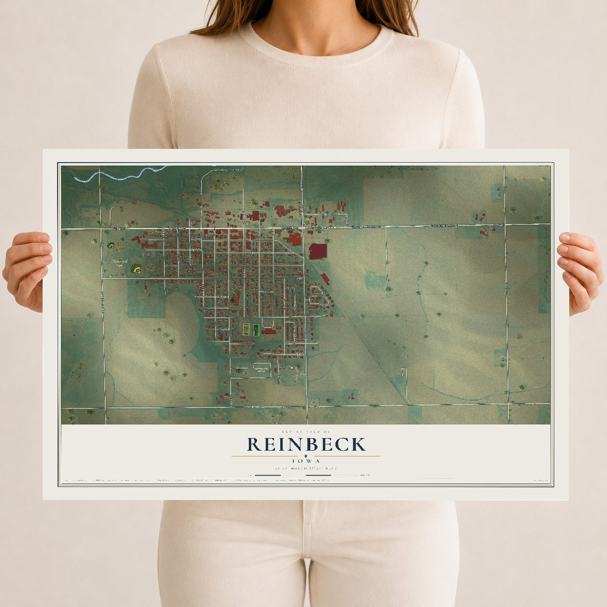 Map of Reinbeck, Iowa, 12 x 18 inch unframed archival matte print