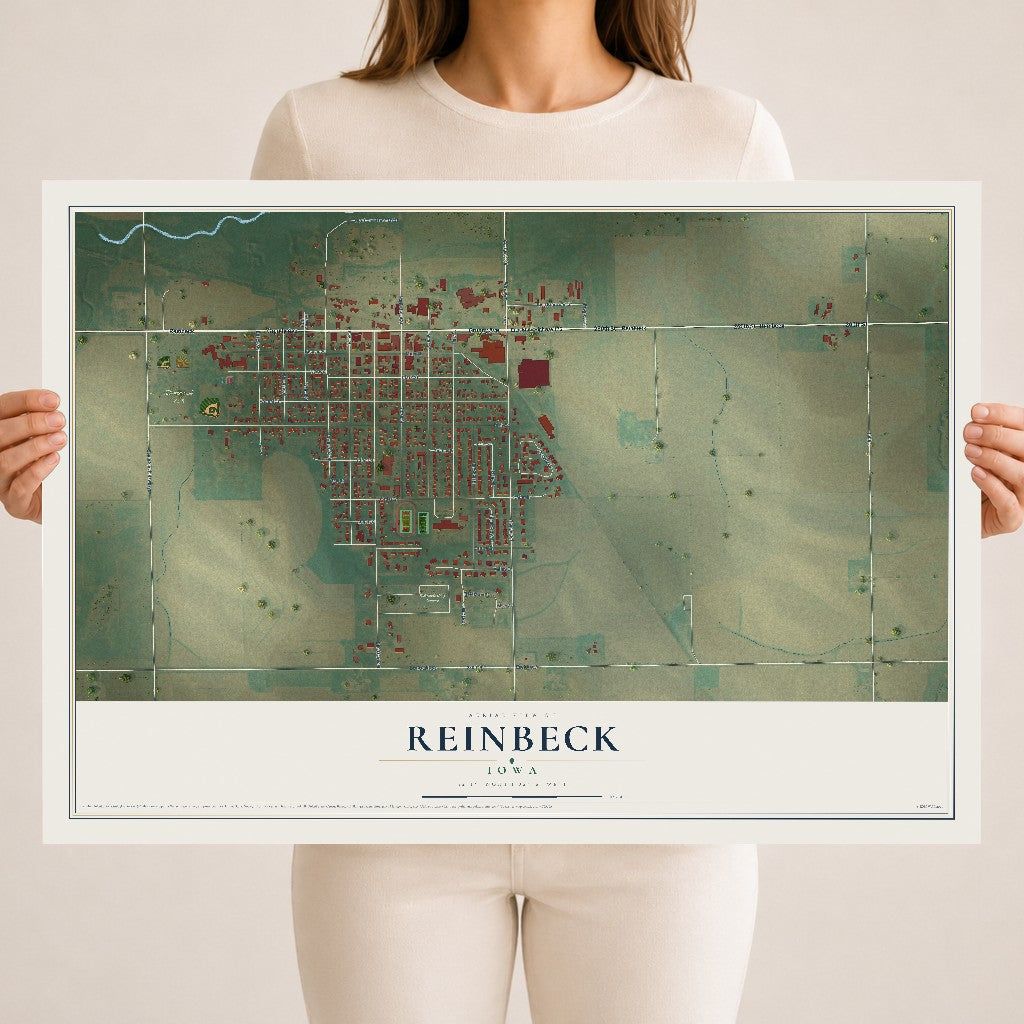 Map of Reinbeck, Iowa, 18 x 24 inch unframed archival matte print
