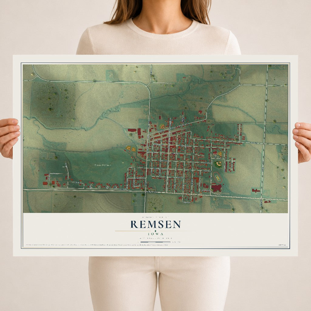Map of Remsen, Iowa, 18 x 24 inch unframed archival matte print