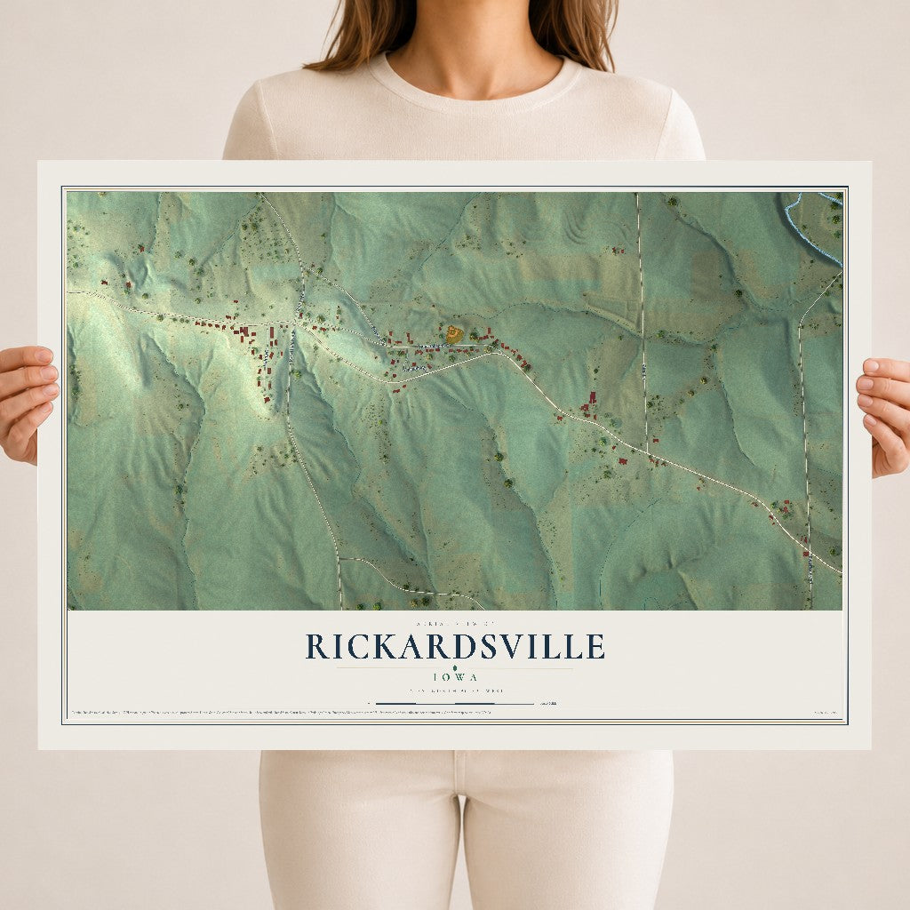 Map of Rickardsville, Iowa, 18 x 24 inch unframed archival matte print