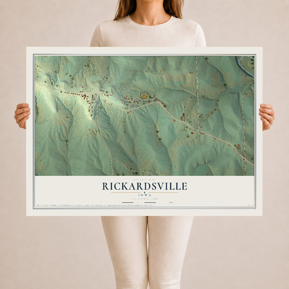 Map of Rickardsville, Iowa, 24 x 36 inch unframed archival matte print