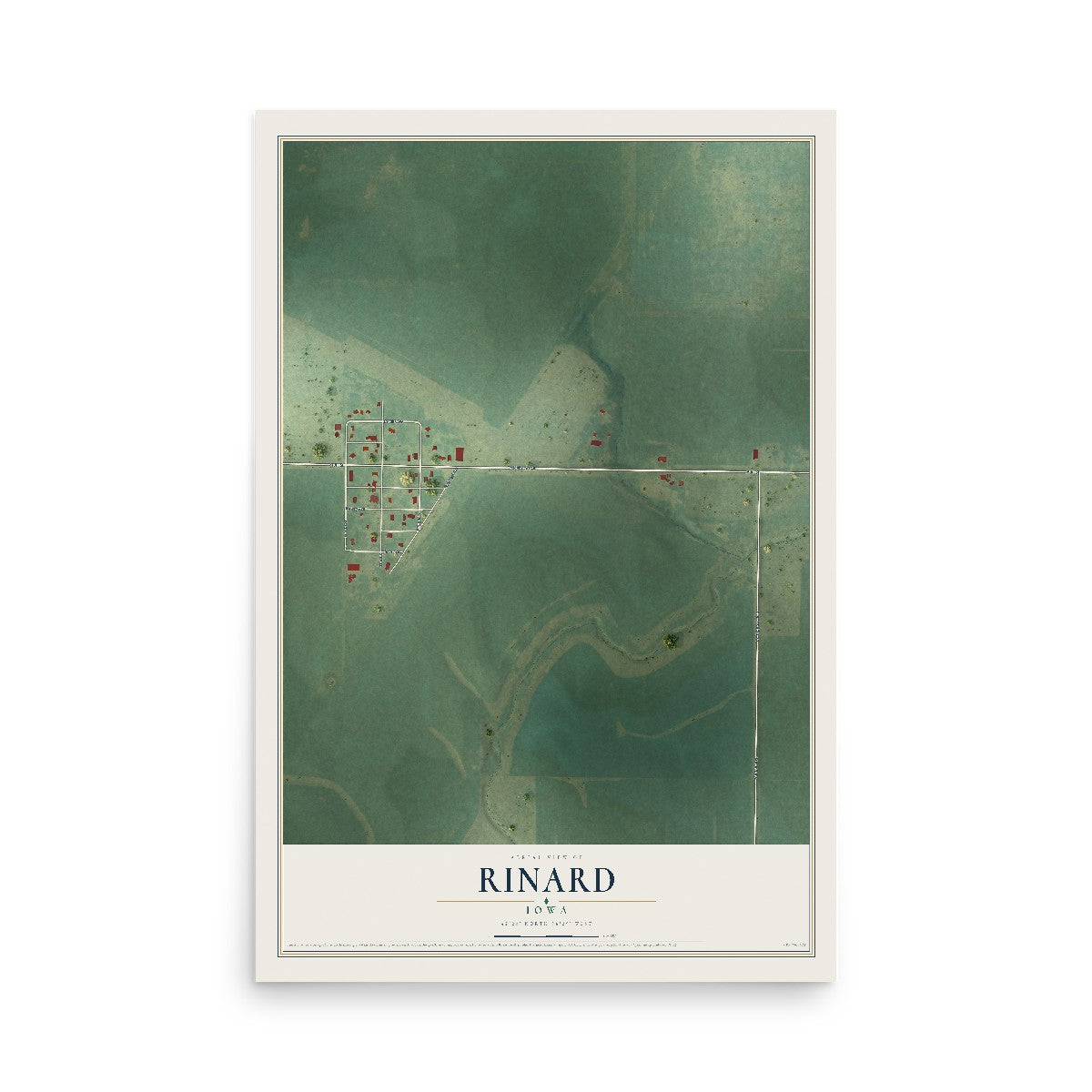 Map of Rinard, Iowa, 12 x 18 inch unframed archival matte print