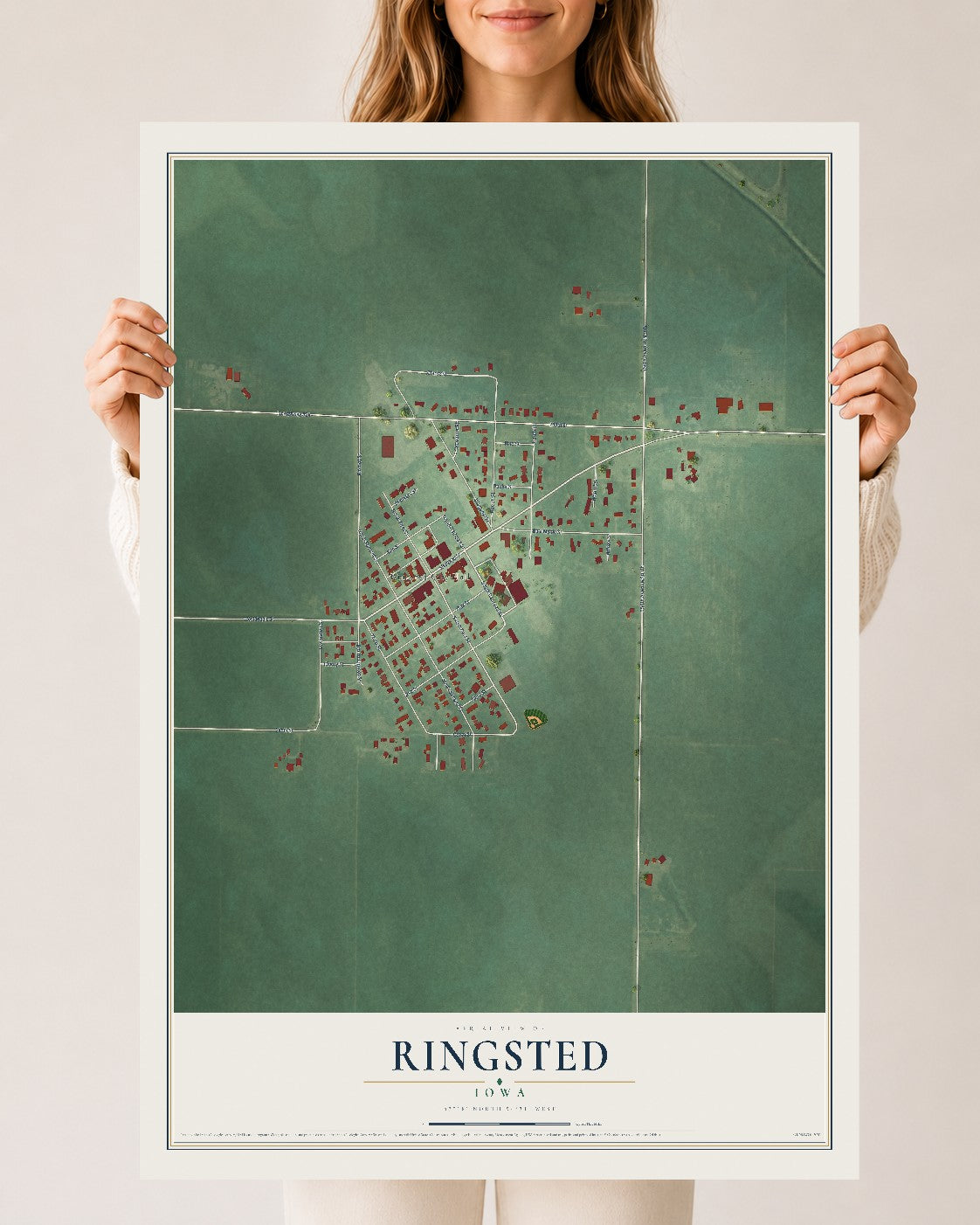 Map of Ringsted, Iowa, 24 x 36 inch unframed archival matte print