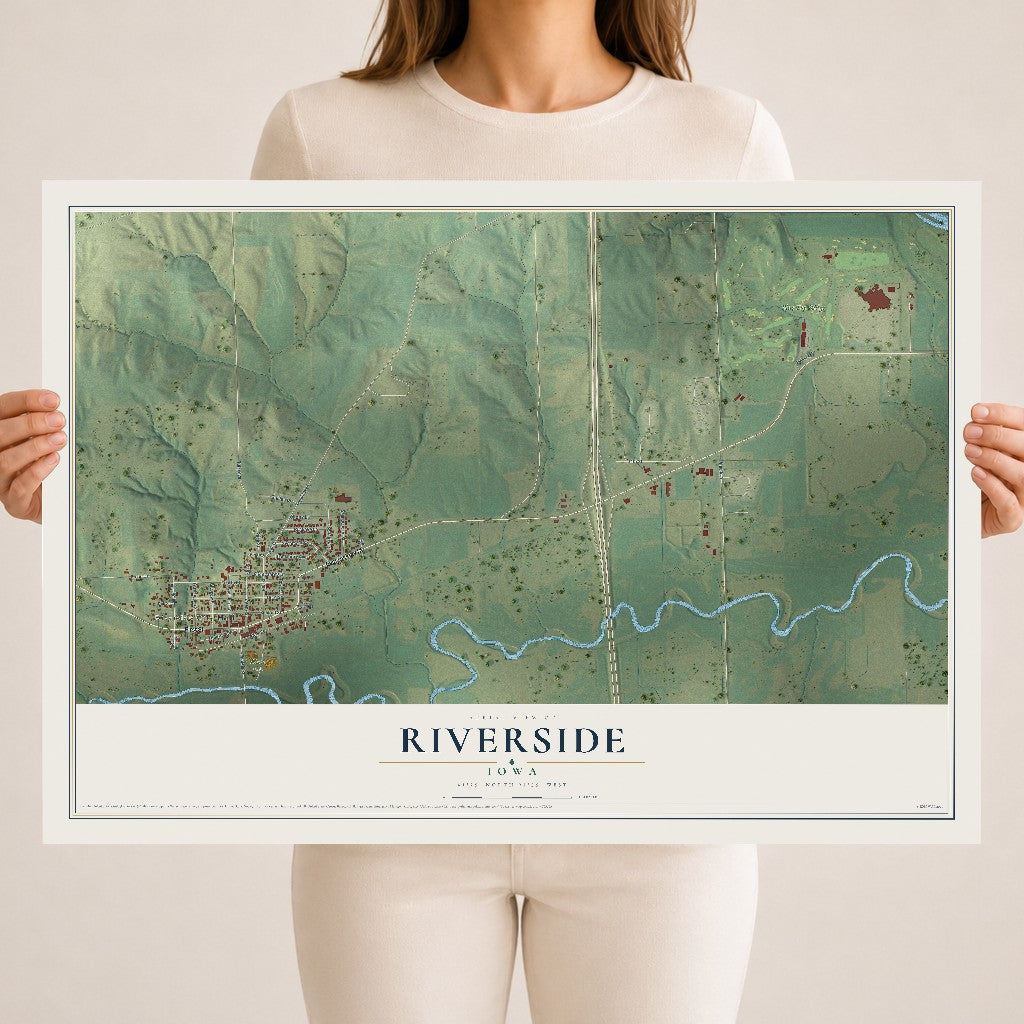 Map of Riverside, Iowa, 18 x 24 inch unframed archival matte print