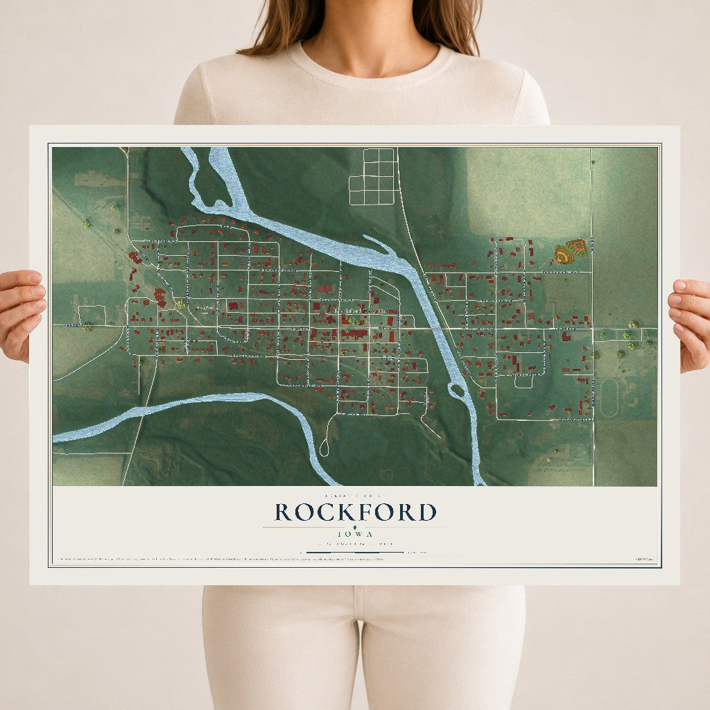 Map of Rockford, Iowa, 18 x 24 inch unframed archival matte print